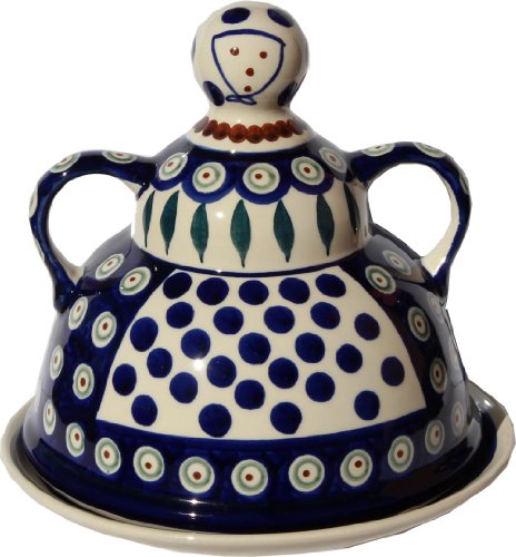 Polish Pottery Peacock Cheese Lady