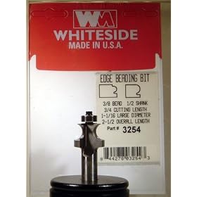 Click here to buy PART #3254 CARBIDE-TIP 2 FLUTE EDGE BEADING PROFILE ROUTER BIT W BB 3 8 BEAD DIA X 1-1 16 LG DIA by Whiteside.