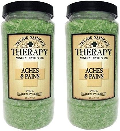 Village Naturals Therapy Aches & Pains Mineral Bath Soak 20 oz (2 Containers)