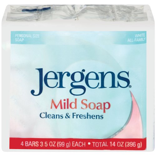 Jergens Mild Soap, Personal, 4 Count, 3.5 Ounce (Pack of 6)