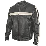 Xelement Men's BXU-100520 Dark-Brown Vintage Motorcycle Jacket with Beige Stripes