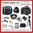 Canon EOS Rebel T3 (1100d) SLR Digital Camera w/ Canon 18-55mm Lenses + 3 Extra Lens + Hdmi Cable + 8gb Sdhc Memory Card + Soft Carrying Cases + Tripod & Much More !!