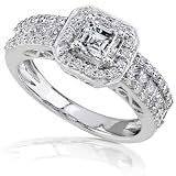 1 1/4 Carat 14k White Gold Asscher Cut Diamond Engagement Ring