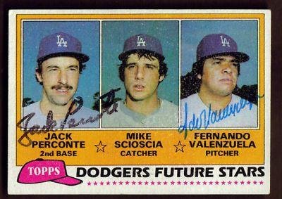 1981 Topps #302 Dodgers Perconte Valenzuela Signed - Signed MLB Baseball Cards