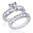 2.75 Ct Heart Shape Diamond Wedding Rings Pave-Set SI2