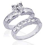 2.75 Ct Heart Shape Diamond Wedding Rings Pave-Set SI2