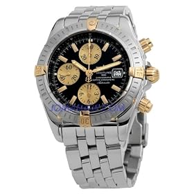 Breitling Windrider Chronomat Evolution 18kt Yellow Gold Steel Black Mens Watch B1335611-B7-462
