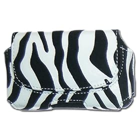 Motorola i530 / i580 Cell Phone Pouch Case - Zebra Styling (White / Black) - Includes Matching Wrist Strap