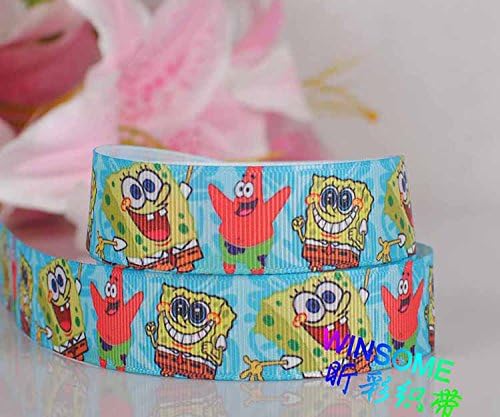 10 Yards 7/8 Inch Spongebob Squarepants Printed Cartoon Grosgrain Ribbon Decoration DIY Gift Ribbon