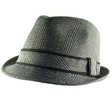 TWEED PLAID STINGY FEDORA TRILBY VISCOSE HAT GRAY M/L