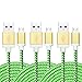 iSeeker Micro USB Cable(3 Pack), Extra Long(10ft/3m) Micro USB to USB Nylon Braided Cord with Gold-Aluminum Connectors For Android, Samsung, HTC, Motorola, Nexus, LG, Sony, Blackberry and More(Green)