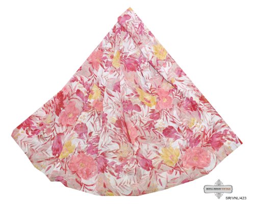 White macchine per cucire floreale stampato georgette chiffon miscela arredamento saree donne tessuto riciclato annata sari realizzati avvolgono vestito sipario drappo
