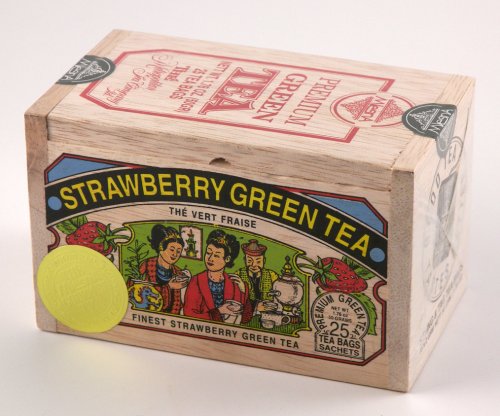 Green Strawberry Flavored Tea 25 Bags in Decorative Wood Crate by Metropolitan Tea Co.
