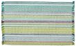 Durable Hand Woven 100% Cotton Colorful Green and Blue Striped Placemat 12x18 Inches Set / 6