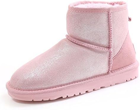 CXYY New winter sweet pink Pearlescent fabric leather snow boots short tube warmth , d , 39