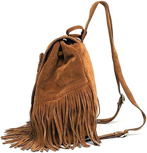 Remeehi Women Tassel Casual Mini Backpack Travel Hobo Drawstring Belt PU Leather Shoulder Handbags Red