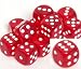Translucent 16mm d6 Red/white Pipped Dice