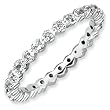 Sterling Silver Stackable Expressions White Topaz and Diamond Ring - Size 7 - JewelryWeb