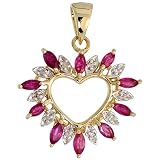 14k Gold 13 16 in. (21mm) tall Fancy Heart Pendant, w  1.25 Total Carat Brilliant Cut Diamonds and...