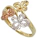 10k Yellow Gold Butterfly Ring 11/16 (17mm) wide, w/ 0.06 Carat Round Brilliant Diamonds