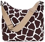 OiOi Baby Giraffe Classic Hobo Diaper Bag, Cocoa/White