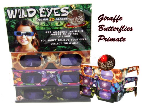 Wild Eyes Animal 3D Glasses - for Holiday Zoo Lights - Transform Lights Into Magical Animals - Butterfly, Giraffe, Primate - Visit The Zoo