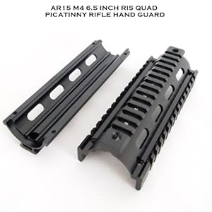 【クリックで詳細表示】取付簡単 プロモデル クワッドレイルシステム ピカティニーレイル RIS ハンドガード AR-15/M4等に取付可能(次世代対応) Bk