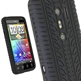 iGadgitz Black Silicone Skin Case Cover with Tire Tread Design for HTC Evo  ....