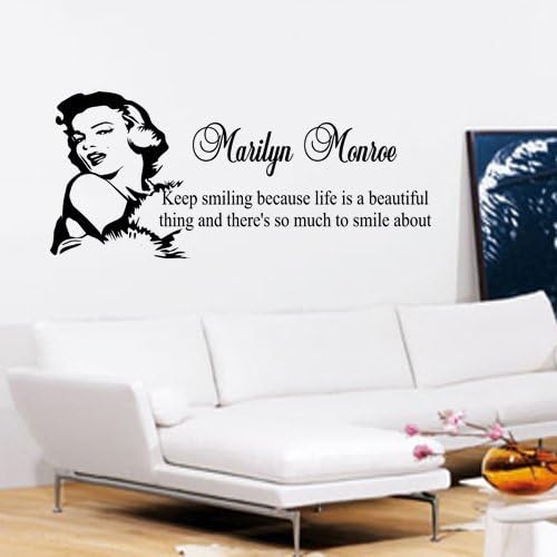 Marilyn Monroe Keep Smiling Wall Art Quote Sticker Decal 60cm by Wall Art Wizard