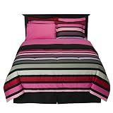 Review Springs Industries  / Contemporary Home Pink/Black Stripe Bed in a Bag - Full