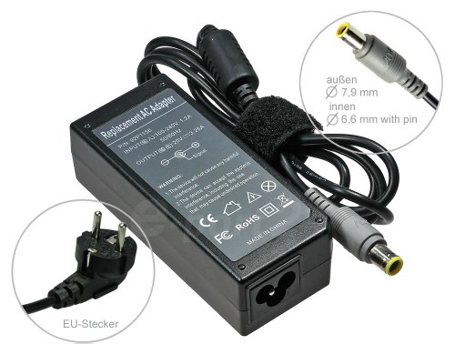 65W Adaptateur chargeur secteur AC Adapter pour ordinateur portable Lenovo Thinkpad T420 T420S T520 W520 L420 L520 X220 X220t X120e X121e E320 E320-685D086 E320-NWY3RGE E325 E325-685D088 E325-685D089 E325-NWX2FGE E320 E325 E420s X1-NWK2PGE X1-NWK2NGE. Avec câble d’alimentation standard européen. De e-port24®