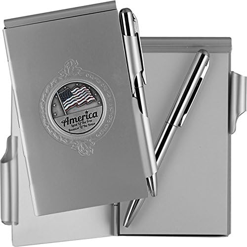 America Land of the Free Because of the Brave Memo Pad &amp; Pen Set with Emblem