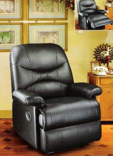 Kitchen: Black leather recliner chair with inset handle