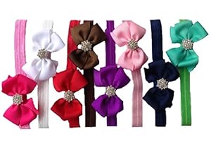 Qandsweet Baby Girl's Headbands Bow Flower (8 Pack)