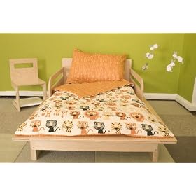 Lions, Tigers and Kittens Organic Four Piece Toddler Bedding Set