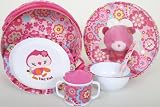 Baby Girl Feeding Dinnerware Set. Plate, Bowl,Cup and Spoon. Chip Chip Collection