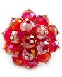 Silvertone Red Sparkling Glass Crystal Stretch Fashion Ring