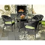 Outdoor Patio Jefferson Black Wicker Dining Chair Green - Set of 4