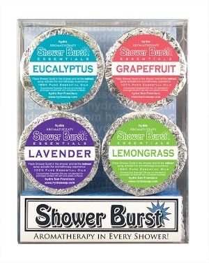 Hydra Shower Burst Pure Essentials Gift 4 Piece Set Includes: Grapefruit + Eucalyptus + Lavender + Lemongrass