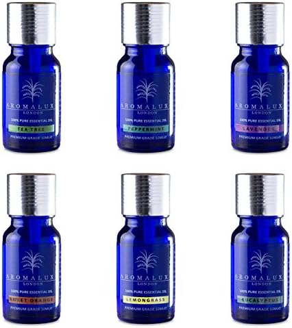 Essential Oils Aromatherapy Starter Gift Set By AromaLuxe - 100% Pure Undiluted Premium Therapeutic Grade - Top 6 10ml Bottles (Lemongrass, Sweet Orange, Eucalyptus, Lavender, Peppermint, Tea Tree)