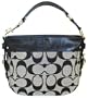 Coach Signature Zoe Shoulder Bag Black White