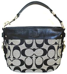 Coach Signature Zoe Shoulder Bag Black White