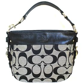 Coach Zoe Medium Signature Shoulder Bag - 12657 (Black & White)