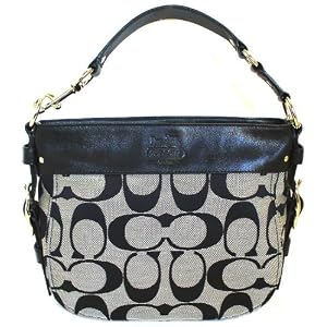 Coach Zoe Medium Signature Shoulder Bag - 12657 (Black and White)