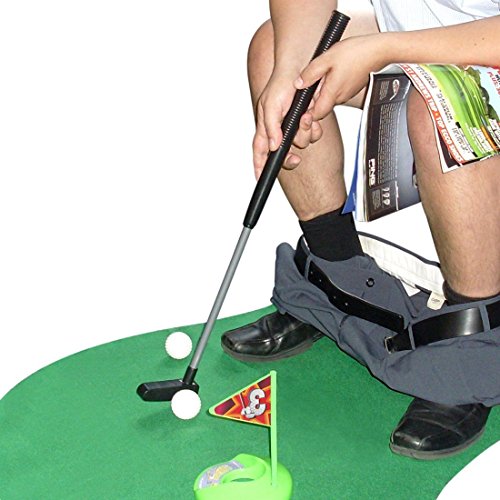 Toilet Golf, SYZ Mat Potty Putter Toilet Time Golf Sport Game Bathroom Mini Golf Training for Men’s Toy Funny Time by Perfect Life Ideas – 1 Set