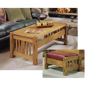 Arts and Crafts Coffee Table and Ottoman Mission Style: Downloadable Woodworking Plan
