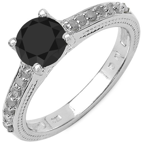 1.51 ct. t.w Genuine Black and White Diamond Ring in Sterling Silver