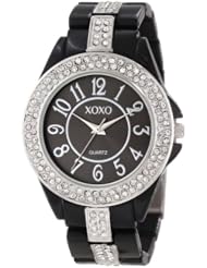 XOXO Womens XO5461 Rhinestone Accent Black Analog Bracelet Watch