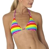 Xhilaration Rainbow Stripe Triangle Swim Top - Multicolor