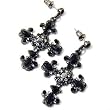 Hematite Tone Black Crystal Cross Dangle Earrings Fashion Jewelry